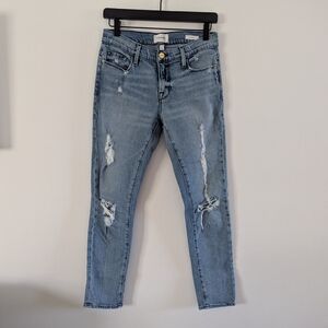 Frame Le Garcon Distressed Straight Leg Jeans FITS LIKE Size 27, but Labeled 25